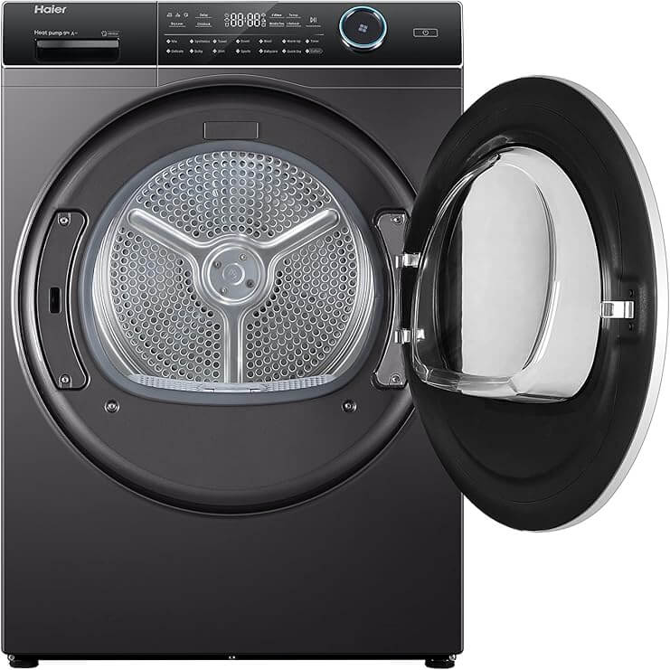 نشافة هاير 9 كيلو مضخة حرارية ستانلس داكن HD90-A2979R-UK
