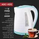 ابريق كهربائي اي دي سي 1.7 لتر بلاستيك ابيض و فيروزي 4012