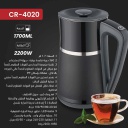 ابريق كهربائي كرست 1.7 لتر اسود و سلفر مع تحكم حرارة CR-4020
