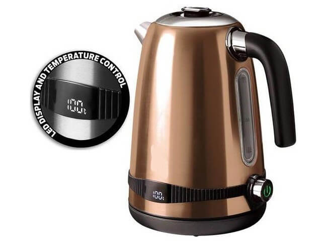 ابريق كهربائي كرست 1.7 لتر ستانلس ذهبي مع تحكم حرارة CR-4019