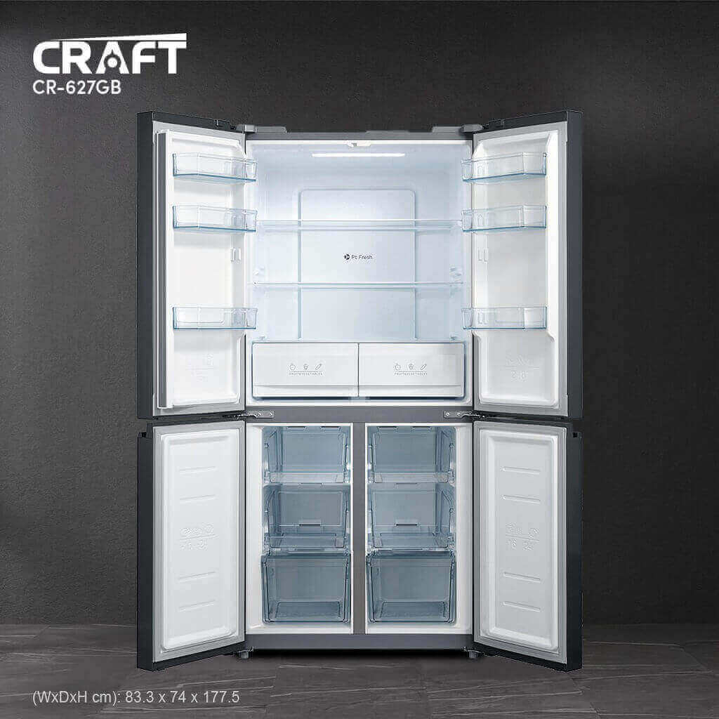 ثلاجة كرفت 4 ابواب 550 لتر زجاج اسود CR-627GB