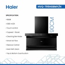 شفاط هاير مع مدخنة 90 سم زجاج اسود HVQ-795HGBMY/H