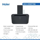 شفاط هاير مع مدخنة 60 سم زجاج اسود HCH-D560T7GB