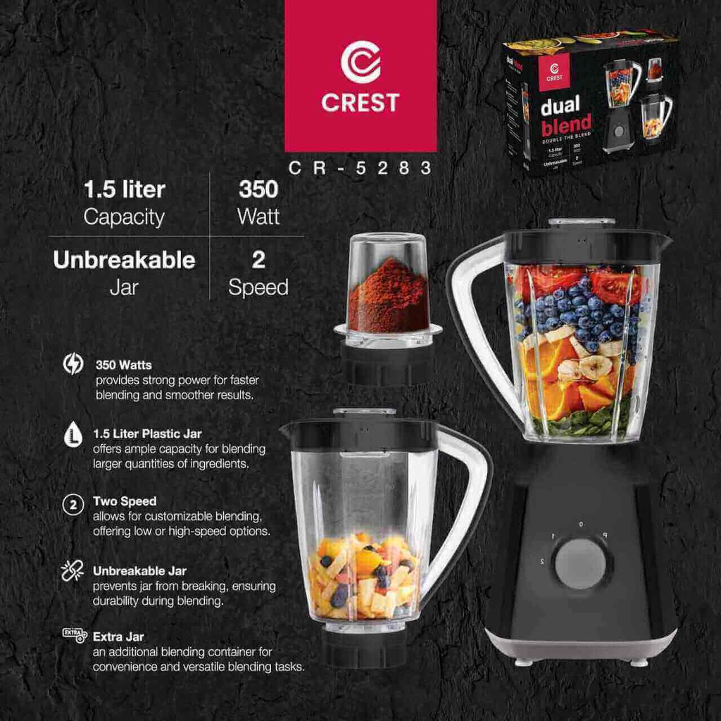 خلاط كرست 350 واط مع ابريق اضافي CR-5283