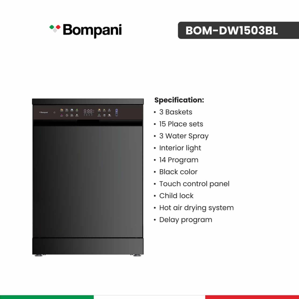 جلاية بمباني 14 برنامج اسود BOM-DW1503BL