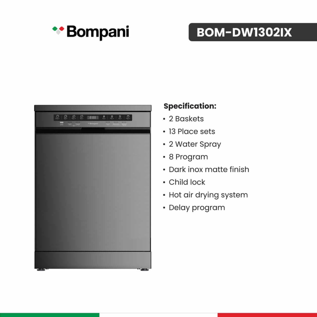 جلاية بمباني 9 برامج ستانلس BOM-DW1302IX