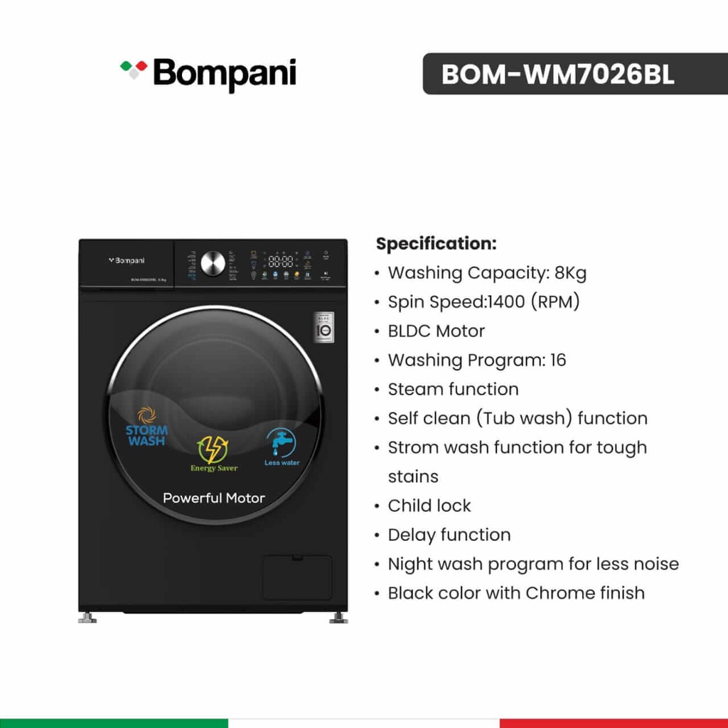 غسالة بمباني 7 كيلو اسود BOM-WM7026BL