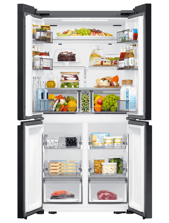 ثلاجة سامسونج 4 ابواب 648 لتر زجاج اسود RM70F63REBML