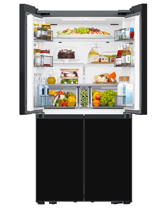ثلاجة سامسونج 4 ابواب 648 لتر زجاج اسود RM70F63REBML