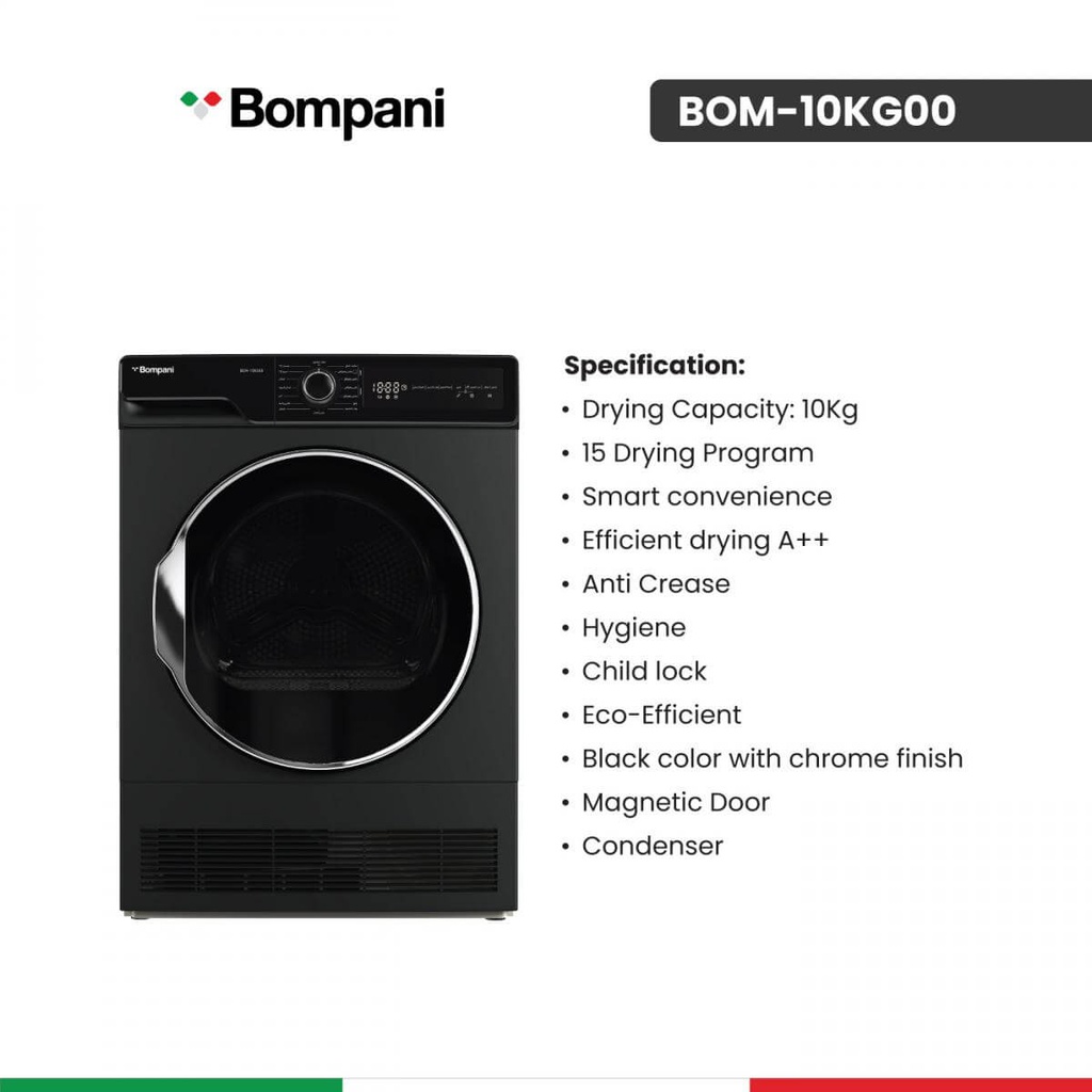 نشافة بمباني 10 كيلو ستانلس داكن BOM-10KG00