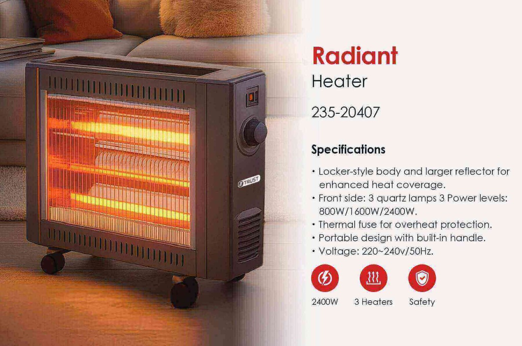 صوبة كهرباء تراست 2400 واط رمادي 20407-RADIANT 235