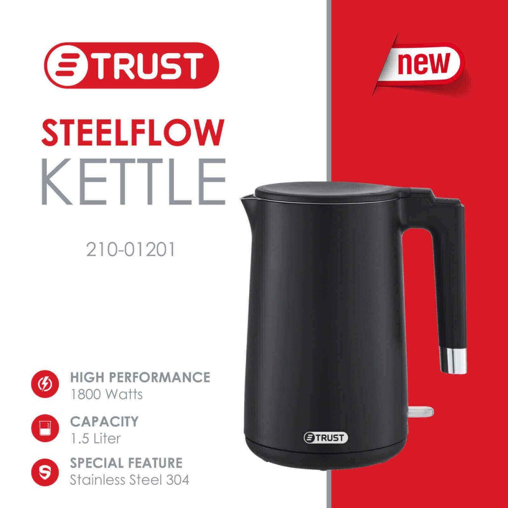 ابريق كهربائي تراست 1.5 لتر ستانلس اسود 01201-210