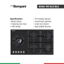 طباخ غاز بمباني بلت ان 90 سم زجاج اسود BOM-90 GLS BLK