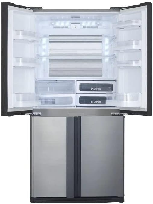 ثلاجة شارب 4 ابواب 605 لتر ستانلس SJ-FE87V-SS5
