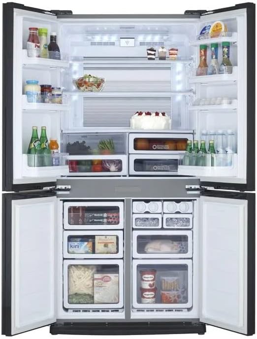 ثلاجة شارب 4 ابواب 605 لتر ستانلس SJ-FE87V-SS5