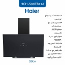 شفاط هاير مع مدخنة 90 سم زجاج اسود HCH-S90TB11A