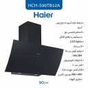 شفاط هاير مع مدخنة 90 سم زجاج اسود HCH-S90TB12A