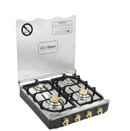 طباخ غاز جولد فيجن 60 سم عيون نحاس ستانلس مع غطاء GA-303