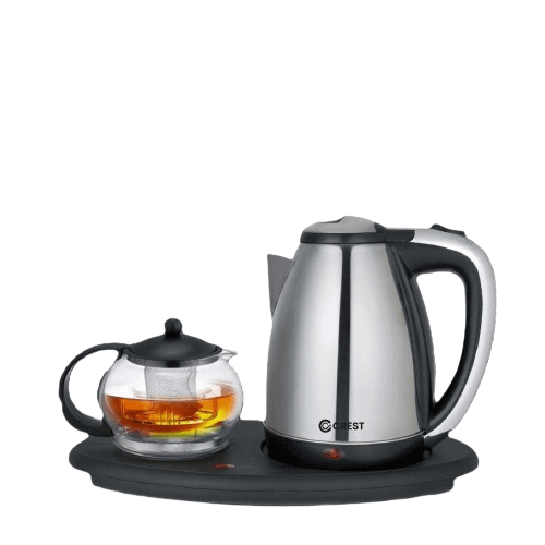 CREST Double Wall Electric Kettle CR-5064 1.8L Stainless Steel with Black Plastic Base
