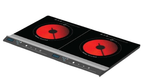 Crest Electric Hobs CR-5289 Double Burner Digital Black Glass