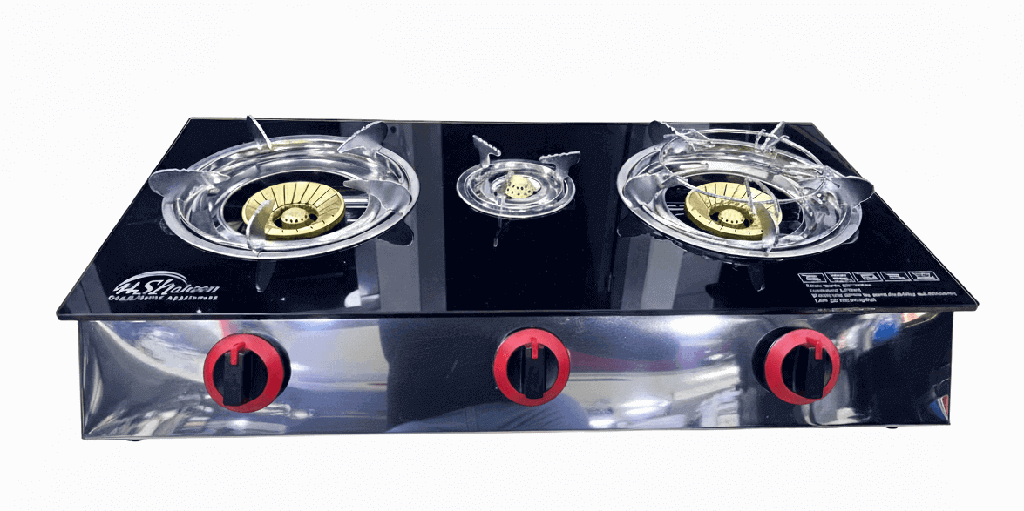 Tiger Shaheen Gas Cooker JZY-3-T2 3Burners Copper Black Glass