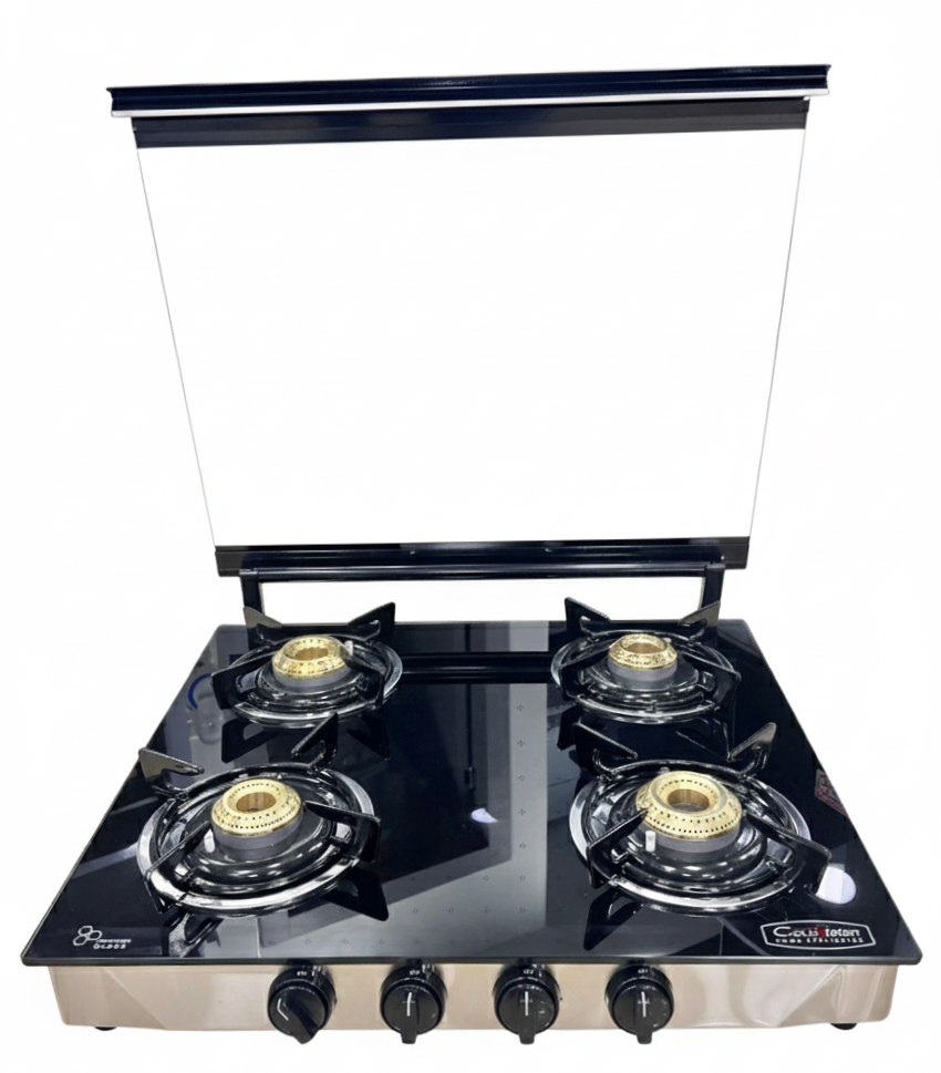 طباخ غاز جولد فيجن 60 سم نحاس زجاج اسود مع غطاء GA-302