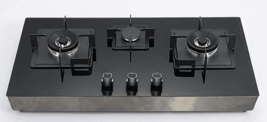 Gold Vision Gas Hobs GA323 3Burner Black Glass with Lid