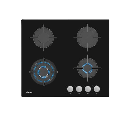 Simfer Built-in Gas Hobs SMF-ADC64GLS-BLK 60cm Black Glass
