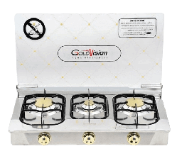 [7600020] طباخ غاز جولد فيجن 3 عيون نحاس مع غطاء GA-305