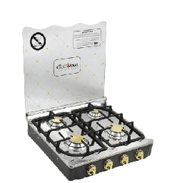 [7600022] طباخ غاز جولد فيجن 60 سم عيون نحاس ستانلس مع غطاء GA-303