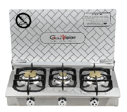 [7600023] طباخ غاز جولد فيجن 3 عيون نحاس مع غطاء GA-306