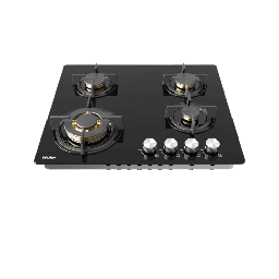 [6500089] طباخ غاز هاير بلت ان 60 سم مواقد نحاسية زجاج اسود HOB-765BT1