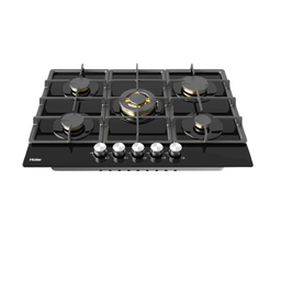 [6500090] Haier Built-in Gas Hobs HOB-775BT1 70cm Copper Burners Black Glass