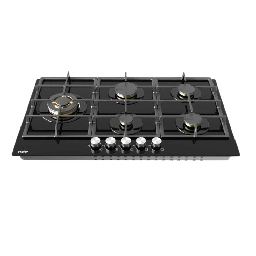 [6500091] طباخ غاز هاير بلت ان 90 سم مواقد نحاسية زجاج اسود HOB-795BT1