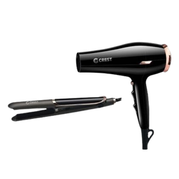 [18100106] Crest Hair Dryer and Straightener Set CR-5180 Black/Gold 2000+35Watt