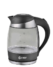 [18100141] Crest Electric Kettle CR-5211 1.8L Glass Black and Steel