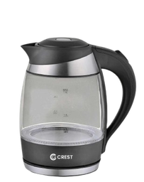 [18100141] Crest Electric Kettle CR-5211 1.8L Glass Black and Steel