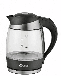 [18100141] Crest Electric Kettle CR-5211 1.8L Glass Black and Steel