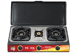 [7700013] Tiger Shaheen Gas Cooker Ceramic GA-302 3Burners Black Copper