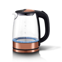 [18100201] Crest Electric Kettle CR-4015 1.7L Glass Black and Gold