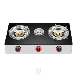 [7700022] Tiger Shaheen Gas Cooker JZY-3-T2 3Burners Copper Black Glass