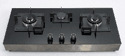 [7600044] Gold Vision Gas Hobs GA323 3Burner Black Glass with Lid