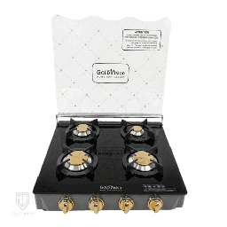 [7600049] Gold Vision Gas Hobs GA-444 4Copper Stoves Black Glass with Lid